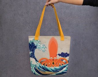 Tote Bag - Squidoodle vs. The Great Wave off Kanagawa
