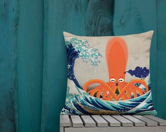 Almohada - Squidoodle vs. The Great Wave off Kanagawa por Katsushika Kokusai