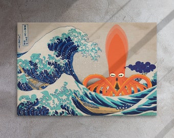 Impresión de lienzo - Squidoodle vs. The Great Wave off Kanagawa