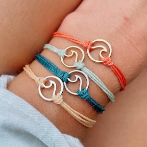 Pulseira personalizada com pingente de onda do oceano, joias de férias no Havaí para surfistas, pulseira à prova d'água, presente para amantes do oceano, pulseiras combinando para amigos
