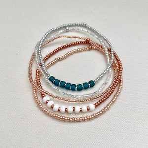 Beaded Stretch Bracelet Set Seed Bead Bracelet Stack Jewelry for Travel Boho Bead Bracelet Casual Jewelry for Work Simple Bracelet Handmade
