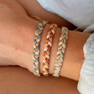 Earthy Bracelet Womens Boho Jewelry Stacking Bracelet Woven Braided Surfer Bracelet Waterproof Friendship Macrame Beachy Accessory Neutral