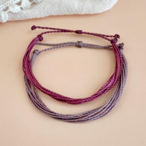 Purple String Surfer Bracelet for Women Beach Style Adjustable Bracelet Purple Jewelry Surfer Girl Simple Cord Bracelet Waterproof Handmade