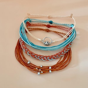 Berg bedelarmband buiten meisjescadeau verstelbare koordarmband set wandelaar meisje cadeau idee armband stapel kleurrijke gevlochten armband