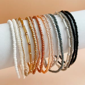 Bransoletka z koralików, elastyczna, minimalistyczna, elastyczna, do układania koralików, biżuteria w niestandardowym rozmiarze, prosta, złota, damska, w stylu boho, akcesorium, delikatna