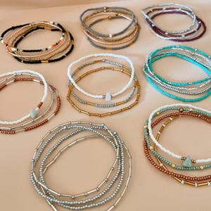 Mixed Bead Bracelet Stack of Boho Beaded Stretch Bracelets Dainty Set Matching Friend Bracelets Casual Layering Bracelet Stackable Seed Bead