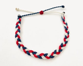 Geflochtenes Armband im Pura Vida Style, 4. Juli Schmuck, geflochtenes Armband, rot, weiß & blau Armband, amerikanisches Armband