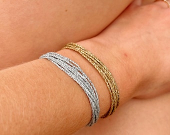 Gold Cord Bracelet Adjustable Surfer String Bracelet Waterproof Simple Golden Bracelet Minimalist String Bracelet for Women Gold or Silver