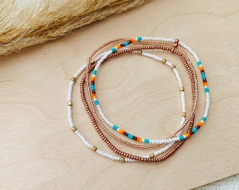 Ensemble de bracelet de cheville perlé, bracelet de cheville Beachy, bracelet de cheville, bracelet de cheville de perle de graine, bijoux de perle de graine, bracelet de cheville extensible, bracelet de cheville délicat, minimaliste, coloré