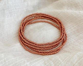 Bracelet Set Seed Bead Stacking Bracelet Simple Beaded Bracelet Minimalist Stretch Bracelet for Women Copper Beaded Bracelet Boho Jewelry