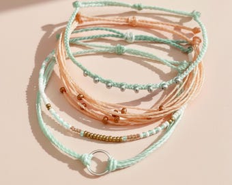 Ensemble de bracelets de surfeur Bracelets de plage réglables Bracelets de surf bohèmes pour femmes Ensemble de bracelets à cordes empilables fait main Boho accessoires d'été