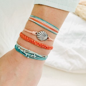Seashell Bracelet Pack, Surfer Bracelet, Adjustable Bracelet, Beachy Bracelet, Waterproof Bracelet, Cord Bracelet, Braided Handmade Bracelet