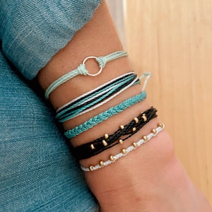 Surfer Bracelet Set String Bracelet Stack Beachy Accessory Summer Fashion Gift Idea Friendship Bracelet Wax Cord Beach Vibe Jewelry Handmade