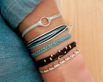 Surfer Bracelet Set String Bracelet Stack Beachy Accessory Summer Fashion Gift Idea Friendship Bracelet Wax Cord Beach Vibe Jewelry Handmade