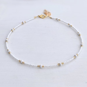 Star Glimmer ⋆ Seed Bead Choker, White Beaded Choker, Beach Choker, Boho Bead Choker, Seed Bead Necklace, Bead Choker, Beaded Necklace