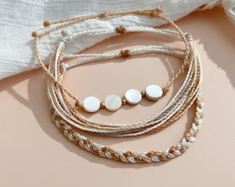 Neutrale armband stack surfer armband set verstelbare koordarmbanden waterdicht waxkoord armbanden voor vrouwen eenvoudige gevlochten sieraden boho