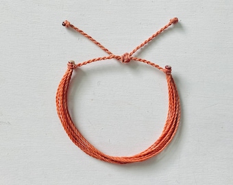Solid Burnt Orange, Pura Vida Style Bracelet, Waterproof Bracelet, String Bracelet, Beachy Bracelet, Adjustable Bracelet, Surfer Bracelet