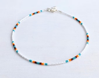 Ocean Sunrise ⋆ Seed Bead Choker, Beach Choker, Boho Bead Choker, Seed Bead Necklace, Colorful Bead Choker, Dainty Choker, Simple Necklace