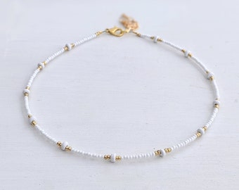 Star Glimmer ⋆ Seed Bead Choker, White Beaded Choker, Beach Choker, Boho Bead Choker, Seed Bead Necklace, Bead Choker, Beaded Necklace