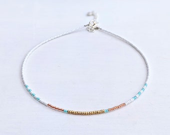 Seashore ⋆ Seed Bead Choker, Beach Necklace, Colorful Choker, Seed Bead Necklace, Dainty Beaded Necklace, Minimalist Choker, Beaded Choker