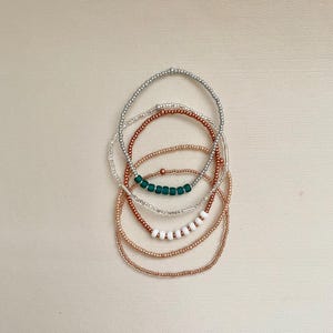 Beaded Stretch Bracelet Set Seed Bead Bracelet Stack Jewelry for Travel Boho Bead Bracelet Casual Jewelry for Work Simple Bracelet Handmade image 14