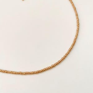 Gold Seed Bead Necklace Dainty Layering Jewelry for Women Minimalist Gold Choker Delicate Handmade Boho Necklace Matte Gold Necklace Beaded image 4