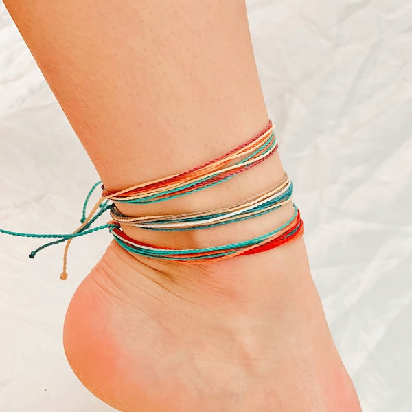 Pura Vida Style Anklet, Multicolor Anklet, Waterproof Anklet, Adjustable Anklet, Beachy Anklet, Surfer Anklet, String Anklet, Women's Anklet