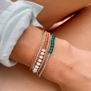 Beaded Stretch Bracelet Set Seed Bead Bracelet Stack Jewelry for Travel Boho Bead Bracelet Casual Jewelry for Work Simple Bracelet Handmade image 6