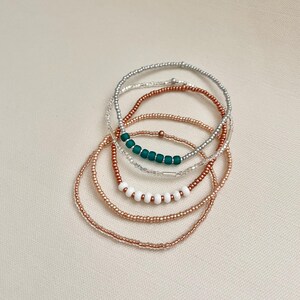 Beaded Stretch Bracelet Set Seed Bead Bracelet Stack Jewelry for Travel Boho Bead Bracelet Casual Jewelry for Work Simple Bracelet Handmade image 12