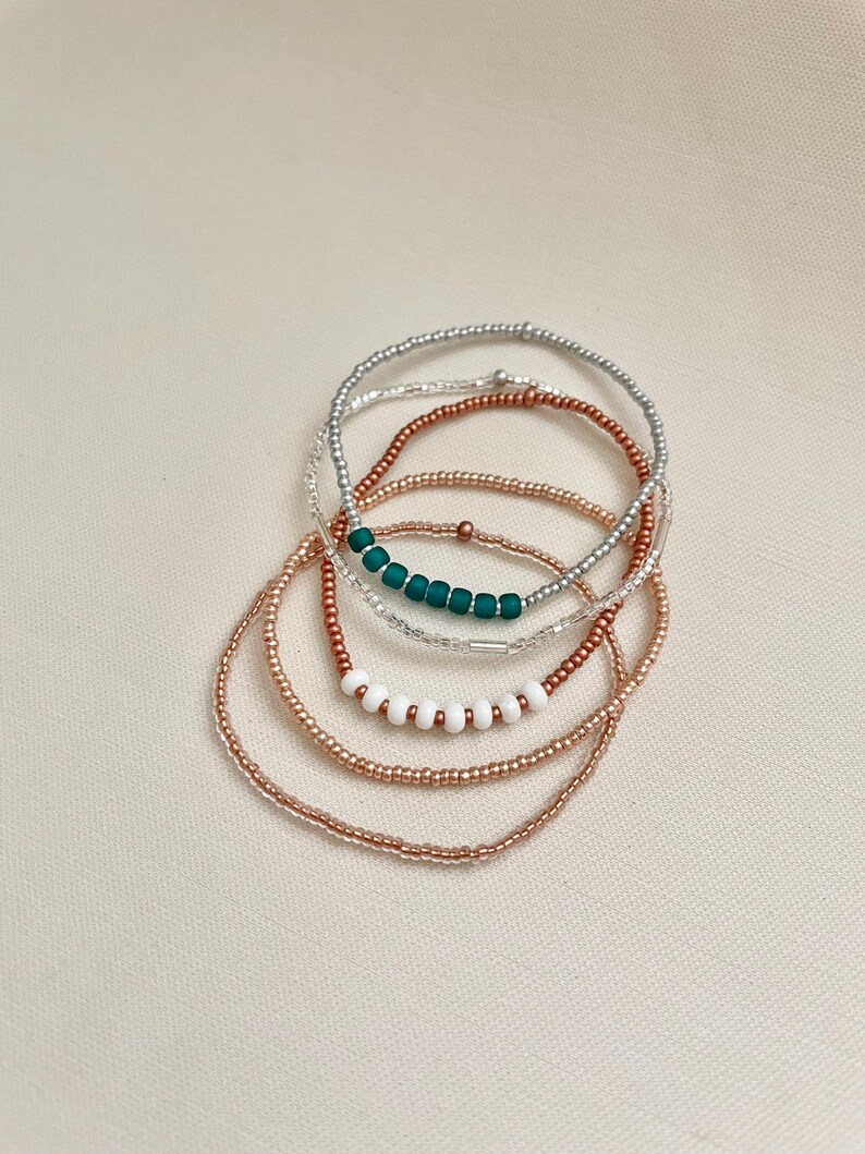 Beaded Stretch Bracelet Set Seed Bead Bracelet Stack Jewelry for Travel Boho Bead Bracelet Casual Jewelry for Work Simple Bracelet Handmade image 12
