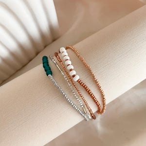 Beaded Stretch Bracelet Set Seed Bead Bracelet Stack Jewelry for Travel Boho Bead Bracelet Casual Jewelry for Work Simple Bracelet Handmade image 15