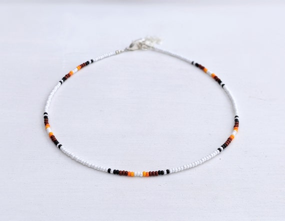 Western Sunset Seed Bead Choker Colorful Bead Choker Dainty Choker White Choker Cowgirl Necklace Beaded Necklace Seed Bead Necklace