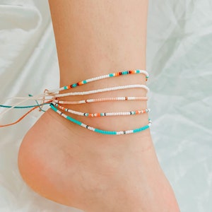 Beaded Anklet, Adjustable Anklet, Waterproof Anklet, Seed Bead Anklet, Ankle Bracelet, Beachy Anklet, Anklet for Women, Hamdmade