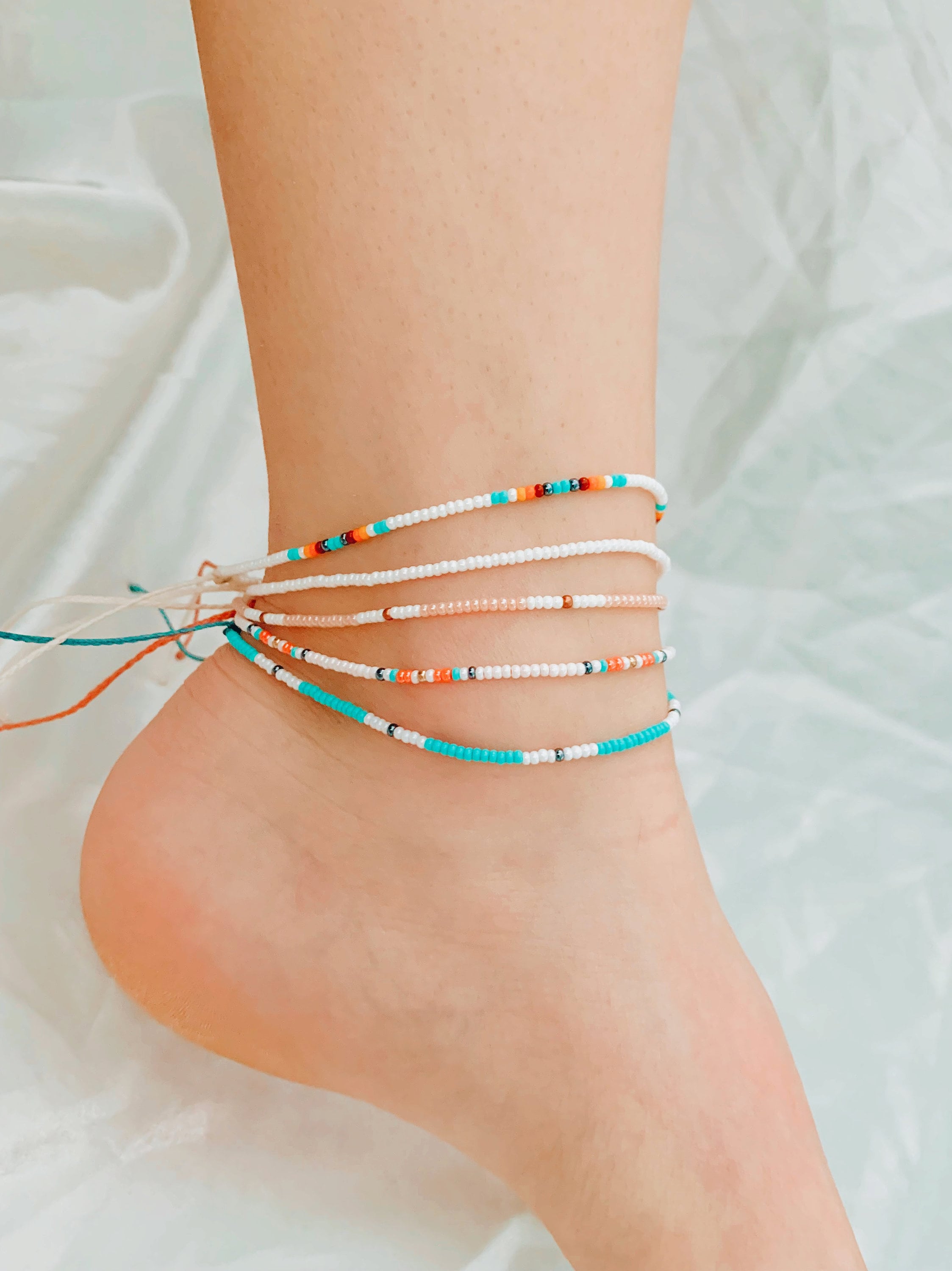 CaitlynClareFlair Beaded Anklet Adjustable Anklet Waterproof Anklet Seed Bead Anklet Ankle Bracelet Beachy Anklet Anklet for Women Hamdmade