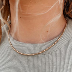 Gold Seed Bead Necklace Dainty Layering Jewelry for Women Minimalist Gold Choker Delicate Handmade Boho Necklace Matte Gold Necklace Beaded