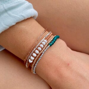 Beaded Stretch Bracelet Set Seed Bead Bracelet Stack Jewelry for Travel Boho Bead Bracelet Casual Jewelry for Work Simple Bracelet Handmade image 5