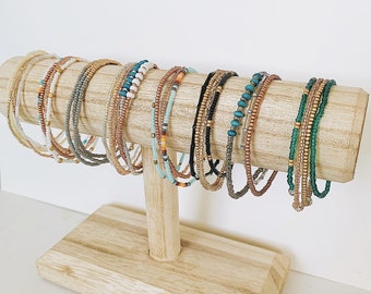 Ensemble de bracelets extensibles, Bracelet de perles de rocaille, Petits bracelets de perles, Bracelets minimalistes, Bracelet délicat, Pile de bracelets, Bracelet de plage