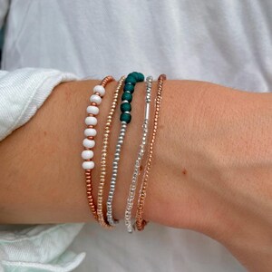 Beaded Stretch Bracelet Set Seed Bead Bracelet Stack Jewelry for Travel Boho Bead Bracelet Casual Jewelry for Work Simple Bracelet Handmade image 2