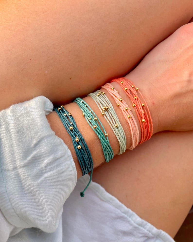18kt Gold Filled Bead Bracelet For Women String Bracelet Summer Jewelry Colorful