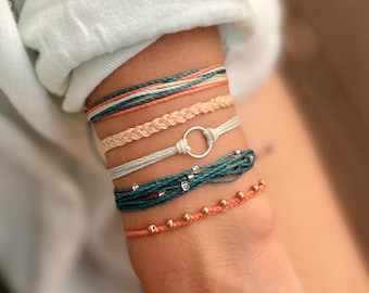 Boho Surfer Bracelet Set Friendship Adjustable Beachy Bracelet Stack Colorful Braided Summer Jewelry Wax String Bracelet Festival Accessory
