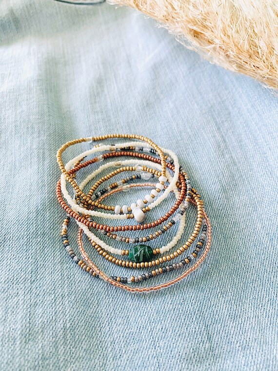 Seed Bead Bracelet, String Bracelet, Tiny Beaded Bracelets, Layering Bracelet, Stack Bracelet Set of 3, Stretch Bracelet, Dainty Bracelet