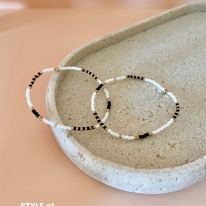 Gold and Black College Graduation Gift Boho Jewelry Seed Bead Bracelets