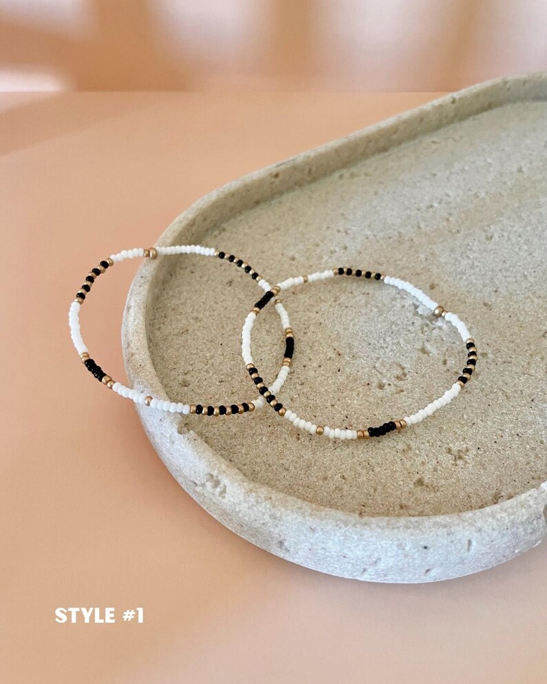Gold and Black College Graduation Gift Boho Jewelry Seed Bead Bracelets