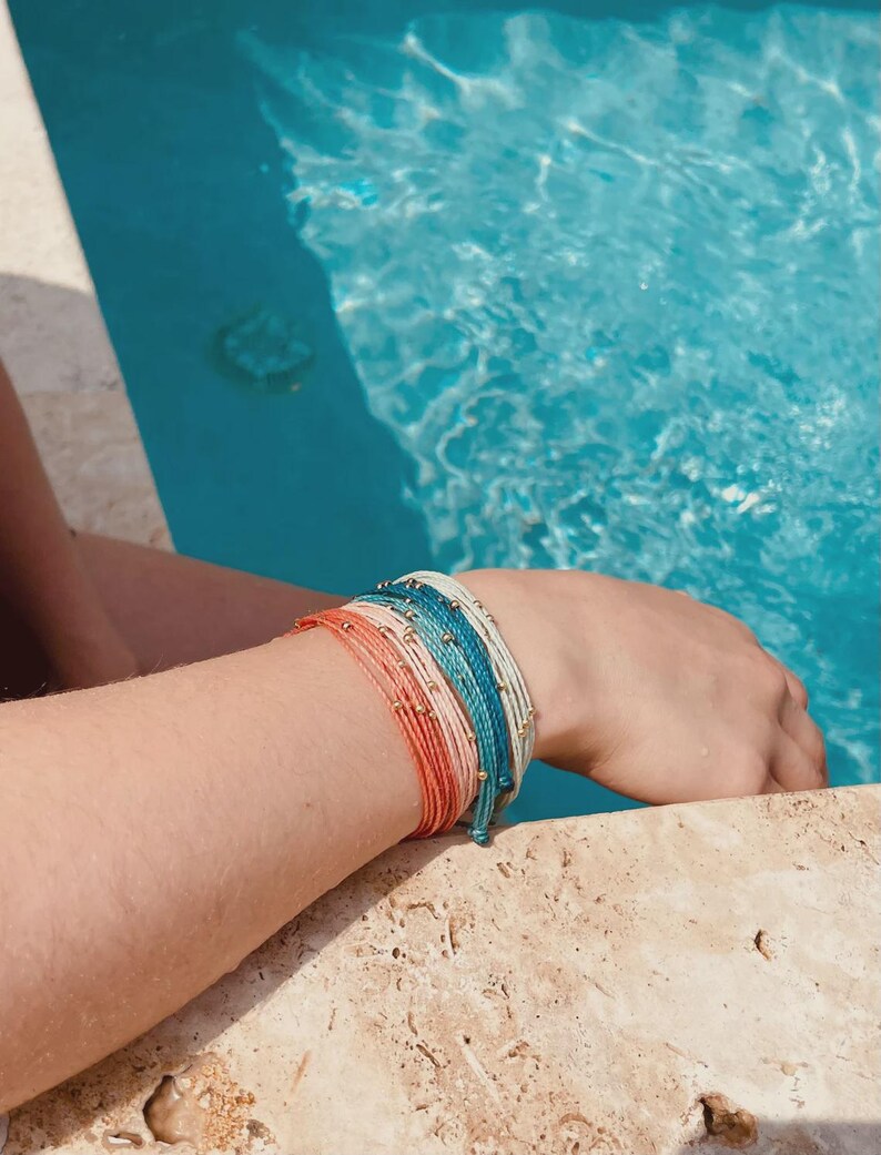 18k Gold Filled String Bracelet Beachside Pull String Bracelet Surfer Style