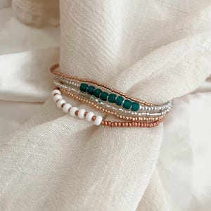 Beaded Stretch Bracelet Set Seed Bead Bracelet Stack Jewelry for Travel Boho Bead Bracelet Casual Jewelry for Work Simple Bracelet Handmade image 4