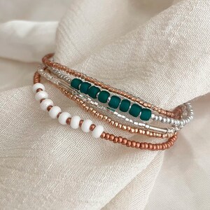 Beaded Stretch Bracelet Set Seed Bead Bracelet Stack Jewelry for Travel Boho Bead Bracelet Casual Jewelry for Work Simple Bracelet Handmade image 8