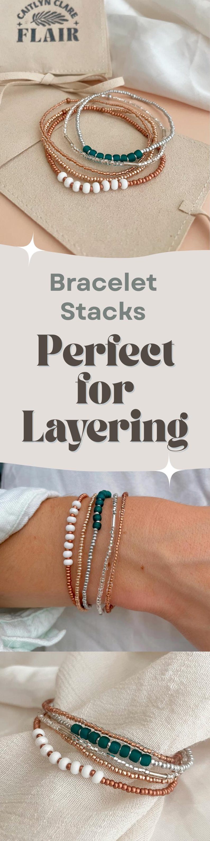 Beaded Stretch Bracelet Set Seed Bead Bracelet Stack Jewelry for Travel Boho Bead Bracelet Casual Jewelry for Work Simple Bracelet Handmade image 20