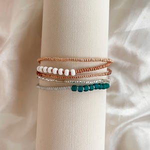 Beaded Stretch Bracelet Set Seed Bead Bracelet Stack Jewelry for Travel Boho Bead Bracelet Casual Jewelry for Work Simple Bracelet Handmade image 13