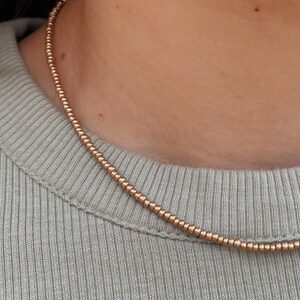 Dainty Beaded Gold Necklace Gold Seed Bead Necklace Dainty Layering Jewelry for Women Minimalist Gold Choker Delicate Handmade Boho Necklace Matte Gold Necklace Beaded