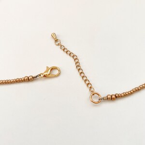 Gold Seed Bead Necklace Dainty Layering Jewelry for Women Minimalist Gold Choker Delicate Handmade Boho Necklace Matte Gold Necklace Beaded image 6